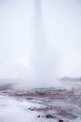 Eruption Of Steam And Water From Geothermal Pool In Iceland