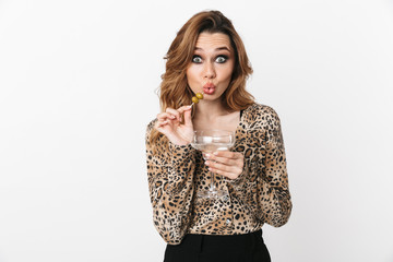 Beautiful young woman wearing leopard blouse