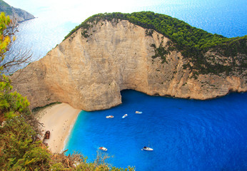 Shipwreck. Navagio Beach, Zakynthos Island. Greece Island Zakynthos holidays. Navagio beach view...