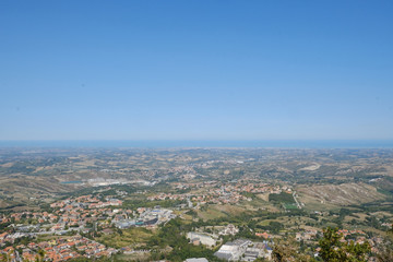 Fototapeta na wymiar Republic of San Marino: the palaces and squares and the panorama