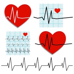 Cardiogram of heart rate. Vector illustration on the theme of heart health.