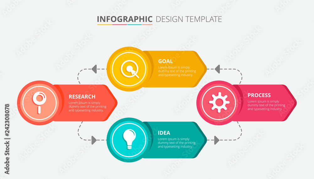 Poster process infographic template design with 4 steps - vector illustration