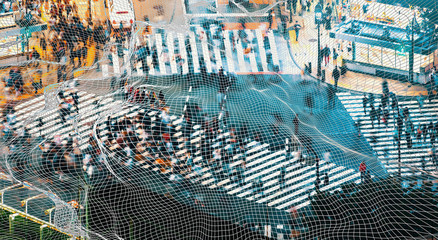 Network technology cityscape IoT cloud computing concept