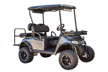 Fototapeta na wymiar Black Golf Cart Isolated on a White Background
