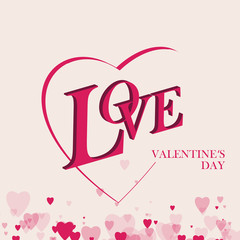 Valentine's Day Poster of Holiday Card. Vector Illustration.