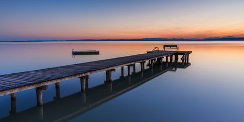 Fototapeta na wymiar Summer sunset on Lake Neusiedl (Burgenland, Austria)