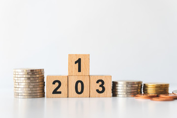 Winner podium with stack coins on white background using as business competition concept