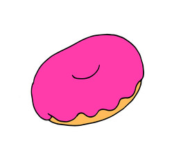 A simple illustration of a donut covered in sweet cream