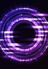 purple abstract circle background, digital overlap layer line, simple technology design template, vector illustration