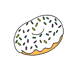 A simple illustration of a donut covered in sweet cream