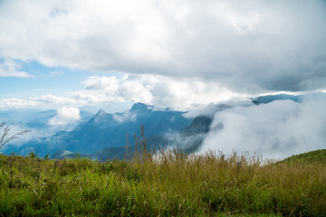 Fototapeta premium mountain peak on the time of thick fog