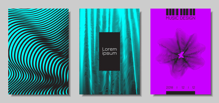 Wave Cover Design Templates Set.