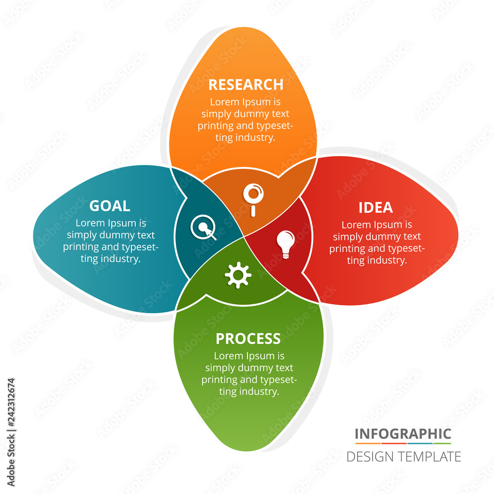 Poster process infographic template design with 4 steps - vector illustration