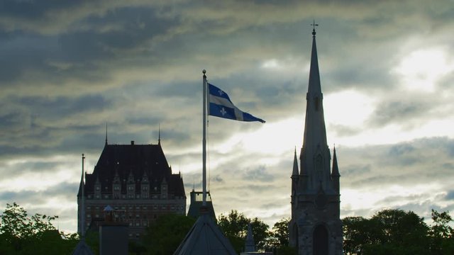 Flag of Quebec in the city