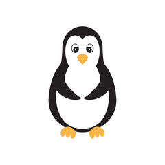 Flat icon penguin isolated on white background. Vector illustration.