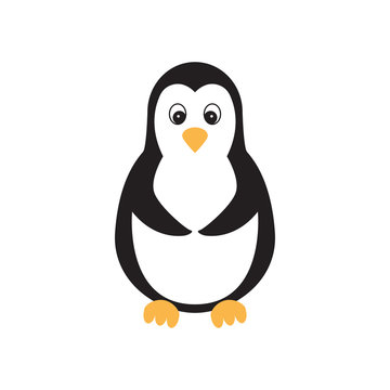 Flat icon penguin isolated on white background. Vector illustration.