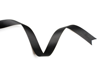 black ribbon on white background