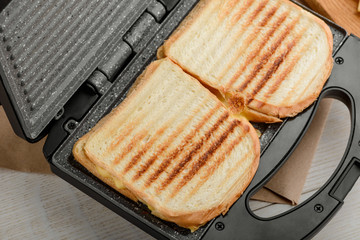 Grilled sandwiches in panini press