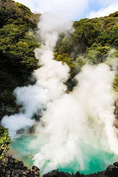Umi Jigoku (Sea Hell) blue water. One of the eight hot springs located at Beppu, Oita, Japan