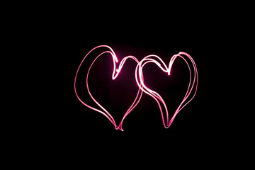 Light Painting, Two red hearts, long exposure