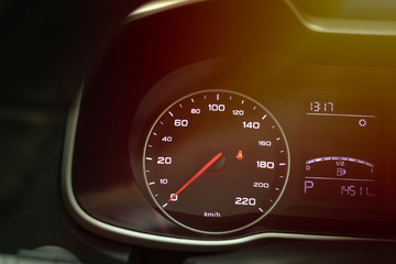 Speedometer Gauge on Dashboard in The Car