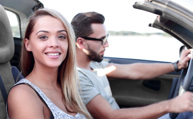 close up.newlyweds on their way to honeymoon
