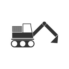 Excavator icon flat