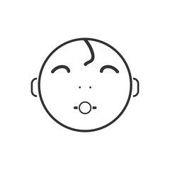 Cute baby with pacifier icon flat