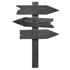 Wooden arrow signs, isolated on white background