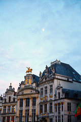 Grand Place buildings at sunset