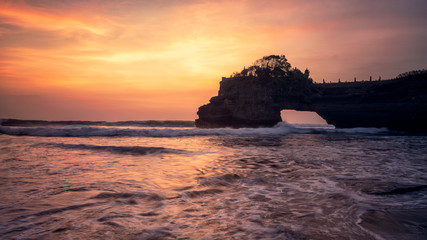 Fototapeta na wymiar Sunset temple Pura Tanah Lot Bali Indonesia
