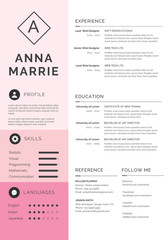 Clean Resume Templates - pink