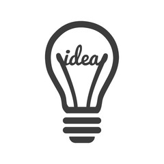 Stylized sign of vector lightbulb logotype. New idea symbol and icon, flat bright bulb.