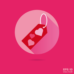 Valentines day gift tag flat design vector icon