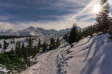 Tatra Mountains in winter scenery.