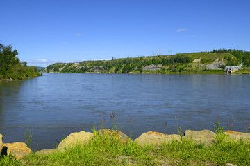 The Peace River near Taylor of British Columbia on the Alaska Highway, Canada