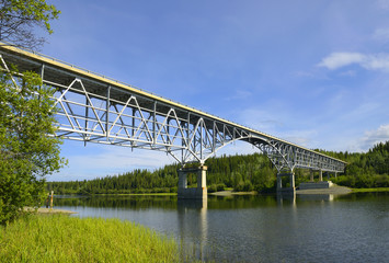 Johnsons Crossing, Steel bridge across Teslin River on the Alaska Highway, Yukon Territory, Canada