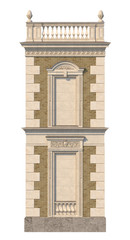Obraz premium Brick facade of a classic-style house with niches in light colors. 3d rendering.