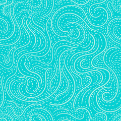 Turquoise wavy seamless pattern