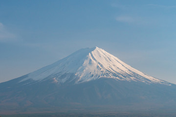 Fototapeta premium Mount Fuji and snow with blue sky.