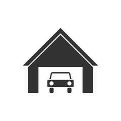 Garage car icon flat