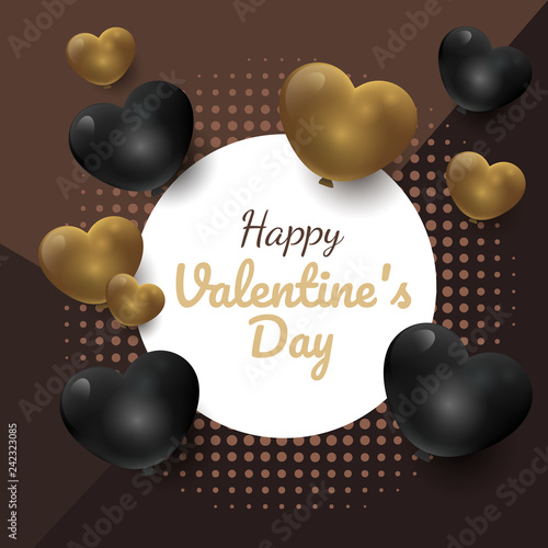 Luxury Happy Valentine S Day Gold And Black Frame Background