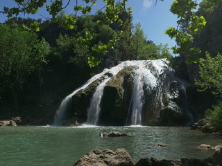 Wide shot of Turner Falls, Arbuckle Mountains, Oklahoma