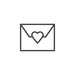 Love mail line icon. linear style sign for mobile concept and web design. Envelope with heart outline vector icon. Symbol, logo illustration. Pixel perfect vector graphics