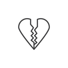 Broken heart line icon. linear style sign for mobile concept and web design. Two parts of heart outline vector icon. Symbol, logo illustration. Pixel perfect vector graphics