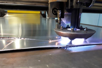 Plasma cutting of metal. Manufacture of ventilation systems at the factory