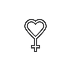Female gender line icon. linear style sign for mobile concept and web design. Woman sex heart outline vector icon. Symbol, logo illustration. Pixel perfect vector graphics