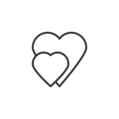 Two hearts line icon. linear style sign for mobile concept and web design. Abstract hearts outline vector icon. Love and Valentine's Day symbol, logo illustration. Pixel perfect vector graphics