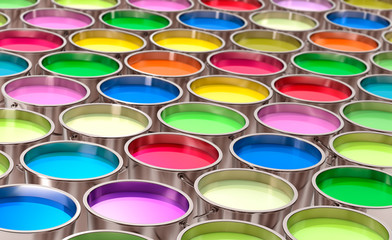 Silver Paint Buckets - 3D Rendering 