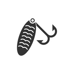 Fishing tackle icon flat